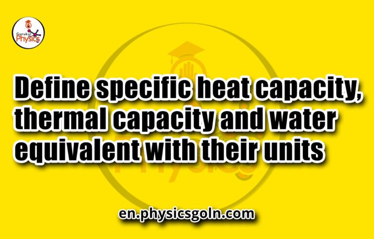 Define specific heat capacity, thermal capacity and water equivalent with their units